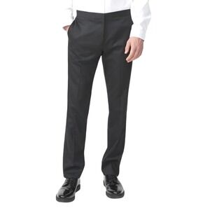 NWT Theory Marlo Black Straight-Fit Tuxedo Pant‎ in Wool 40